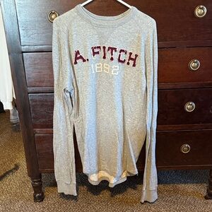 VINTAGE Men's Abercrombie & Fitch Gray Long Sleeve Tee Large